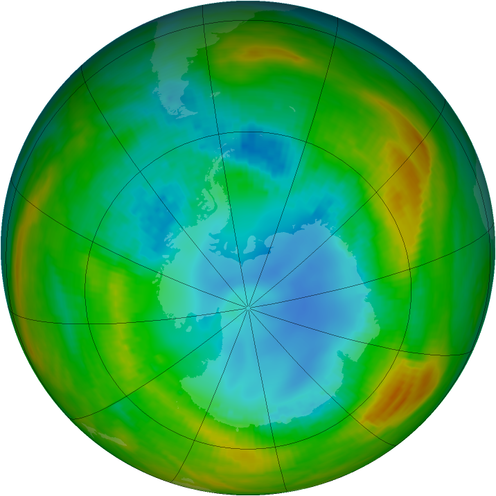 Antarctic ozone map for 19 August 1983